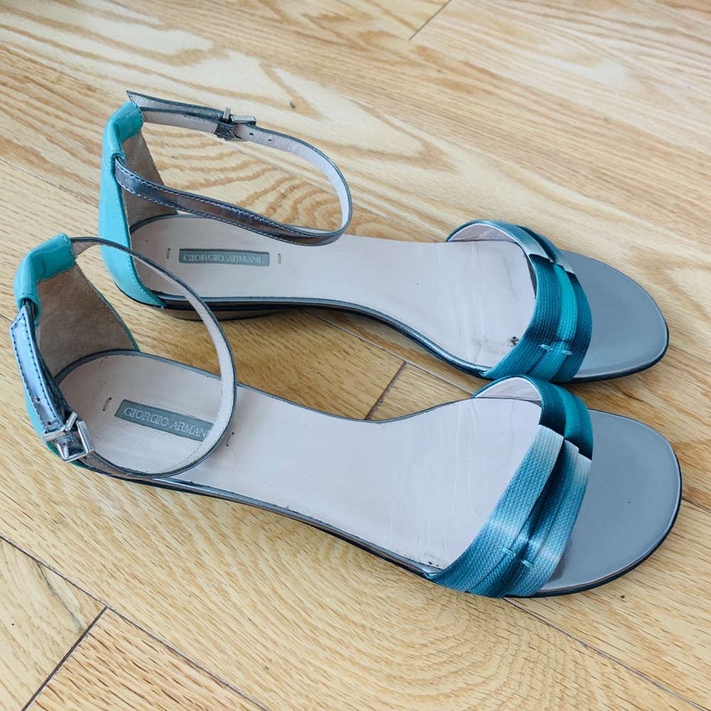 GIORGIO ARMANI turquoise print sandals